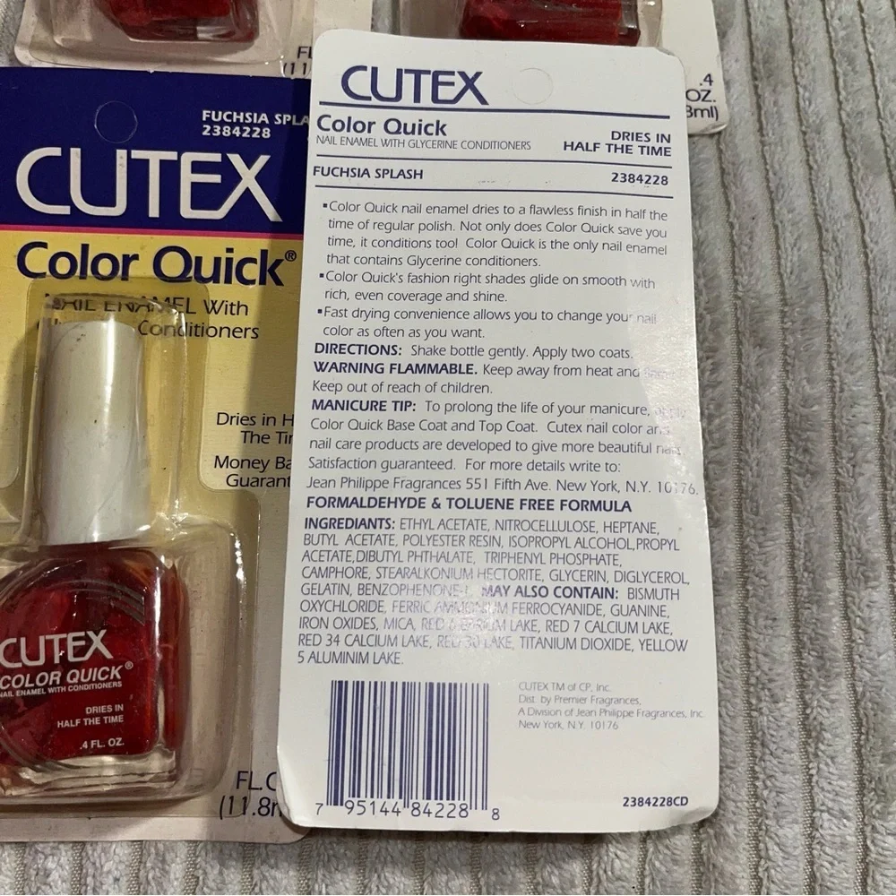Vintage cutex color quick nail polish fuchsia splash lot of 4 bottles props
